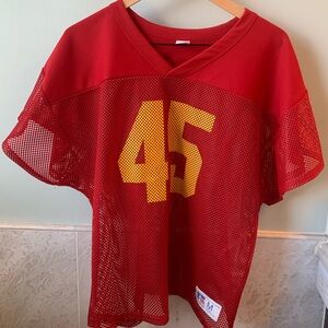 Russell Athletic Red Vintage Mesh Jersey with Yellow Number